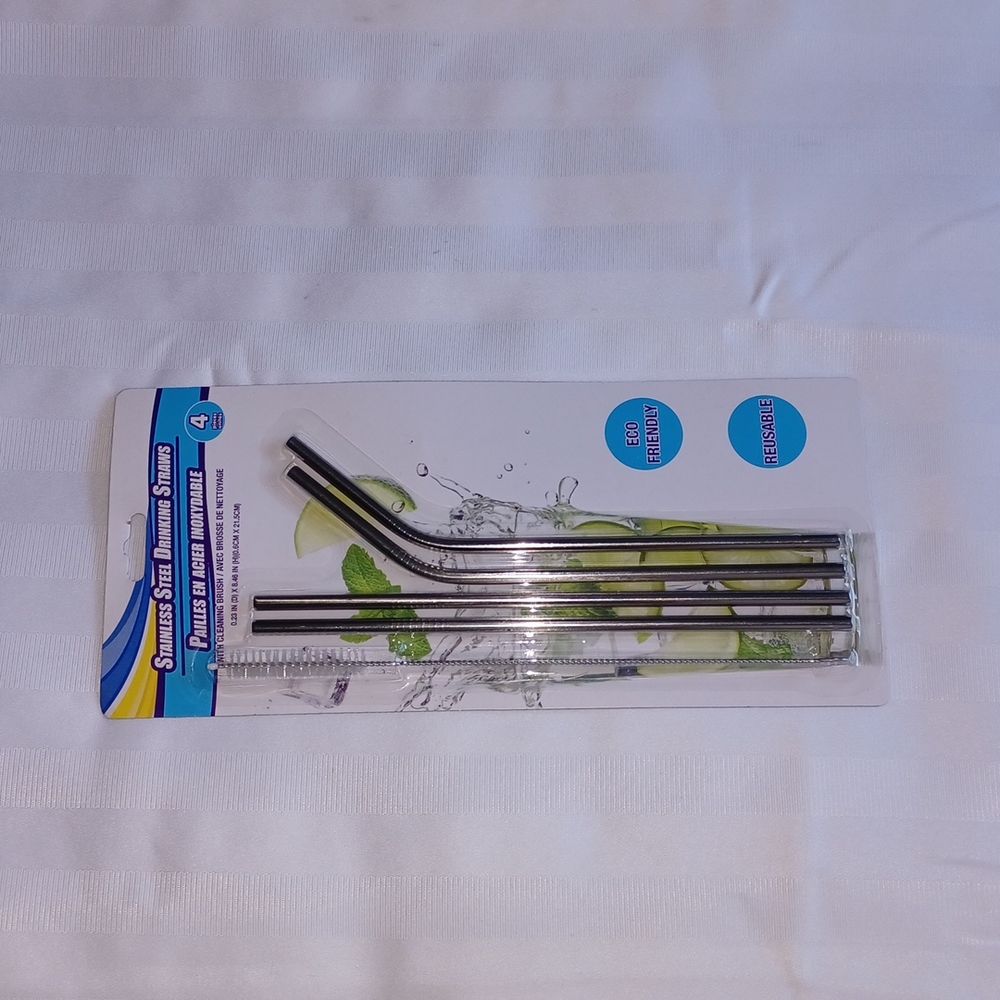 Stainless steel drinking straws. 4 pieces,  brand new.